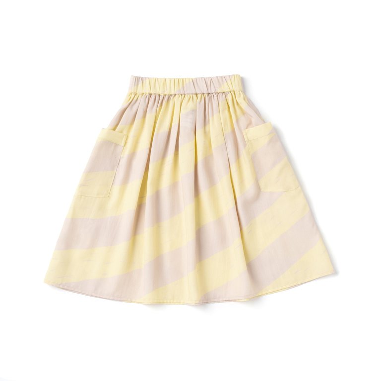 Girls Striped Skirt With Oversized Pockets | Yellow OM495 - Yellow