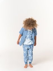 Kids Boxy T-Shirt With Geo Print | Blue OM501