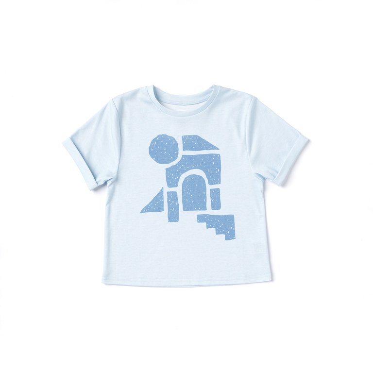 Kids Boxy T-Shirt With Geo Print | Blue OM501 - Blue
