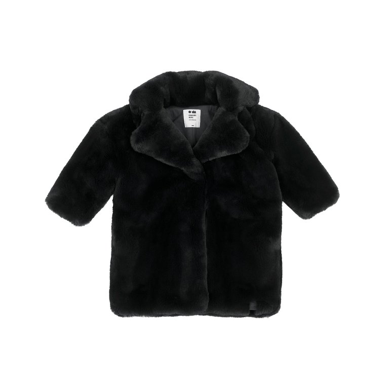 Kids Faux Fur Coat - Black - Black