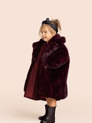 Kids Faux Fur Coat | Maroon