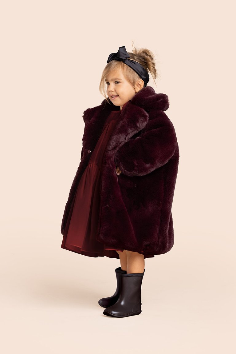 Kids Faux Fur Coat | Maroon