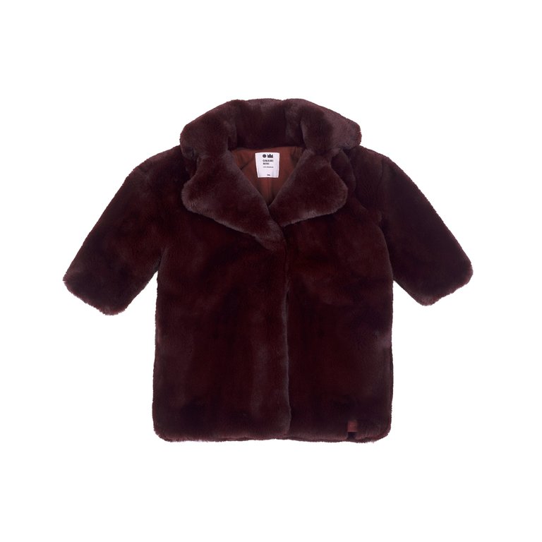 Kids Faux Fur Coat | Maroon - Maroon