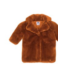 Kids Faux Fur Coat - Rust - Rust