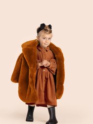 Kids Faux Fur Coat - Rust