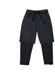 Kids Layered Nylon Shorts with Leggings l Black OM626 - Black