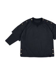 Kids Layered Nylon Top With Jersey Sleeve L - Black - Black