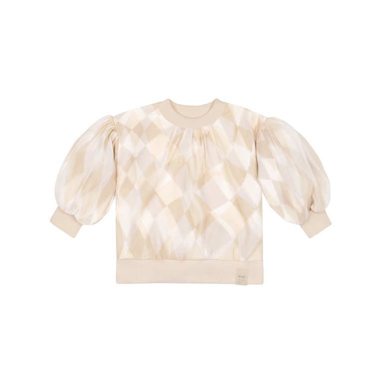 Kids Organza & Terry Sweatshirt - Beige - Beige