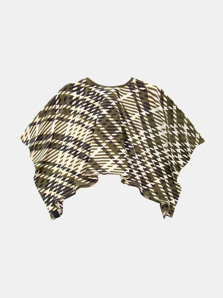 Kids Plaid Blanket Poncho | Olive OM535