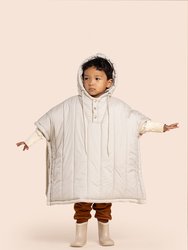 Kids Quilted Nylon Poncho - Beige