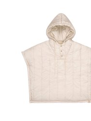 Kids Quilted Nylon Poncho - Beige