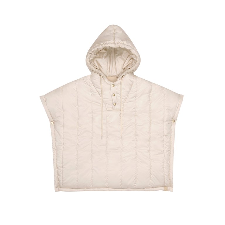 Kids Quilted Nylon Poncho - Beige