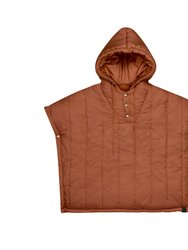 Kids Quilted Nylon Poncho - Rust