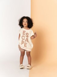 Kids Sleeveless Pullover Terry Top With Escape Print | Mocha OM506