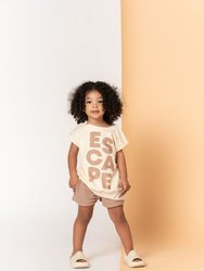 Kids Sleeveless Pullover Terry Top With Escape Print | Mocha OM506