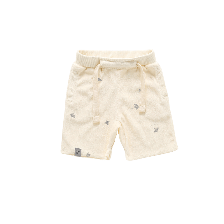 Terry Shorts with Print - Cream