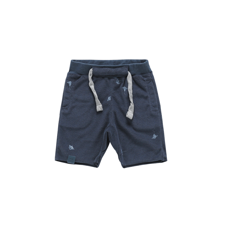 Terry Shorts with Print - Navy
