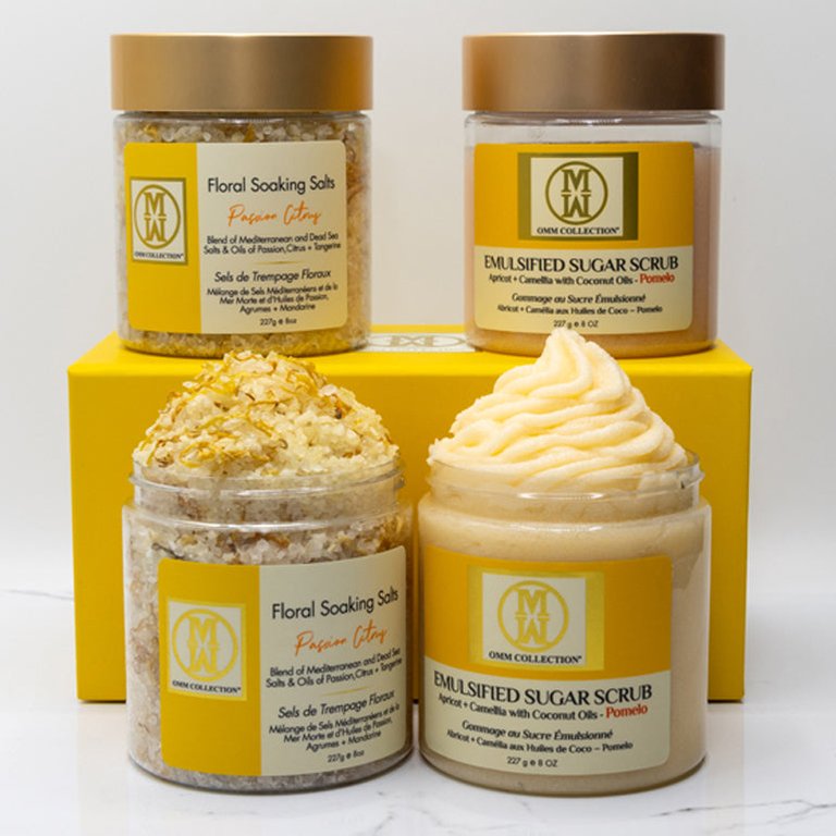 2 Pc Set -  Passion Citrus Bath Salts + Pomelo Sugar Scrub