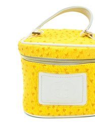 Ostrich Style Large Beauty Bag - Yellow/White