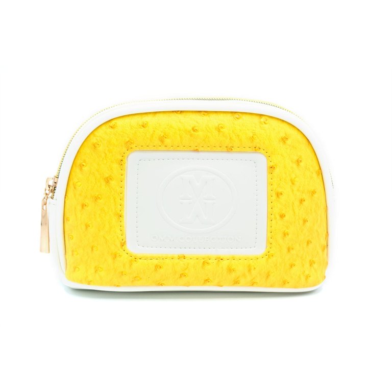 Ostrich Style Small Makeup Case - Yellow/White