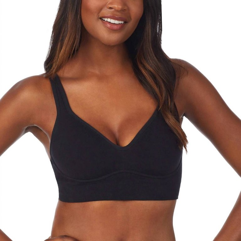 Cabana Cotton Seamless Built Up Wirefree Bra In Black - Black