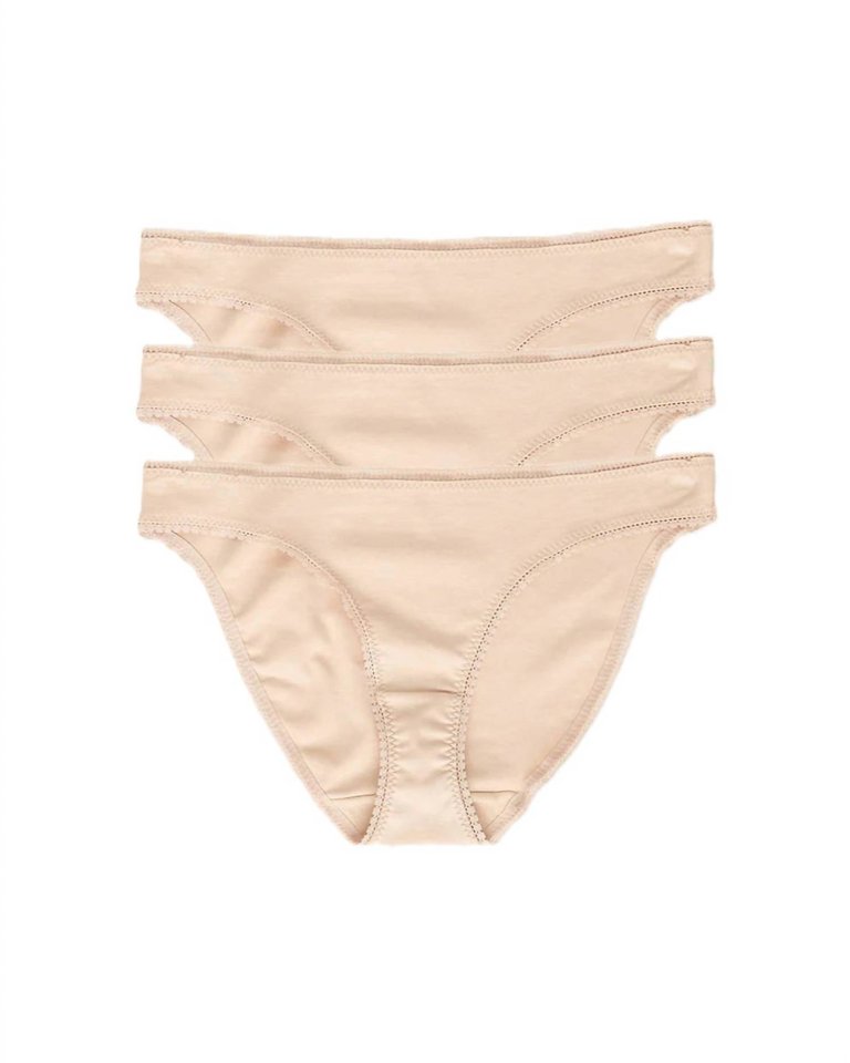 Women's Cabana Cotton Bikini Panty - 3 Pack In Champagne - Champagne