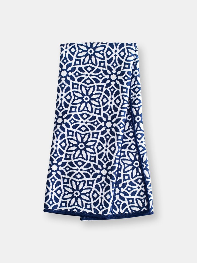 Anywhere Towel - Moroccan Tile - Navy Tiles