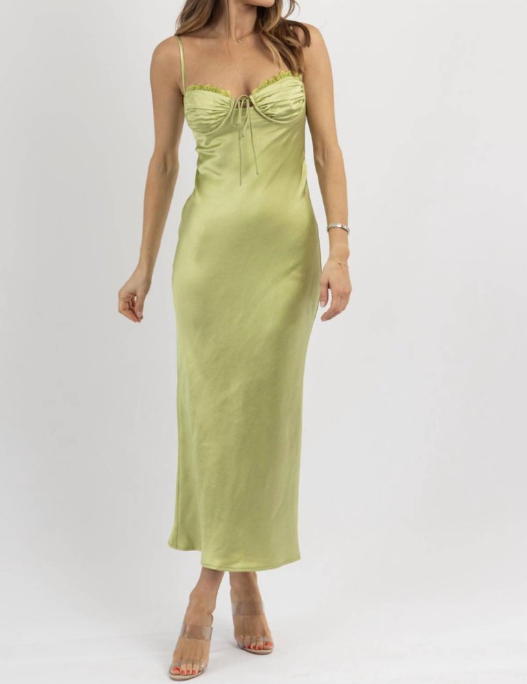 Emi Satin Dress In Lime