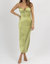 Emi Satin Dress In Lime