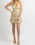 Floral Halter Tiered Mini Dress In Beige - Beige