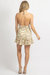 Floral Halter Tiered Mini Dress In Beige