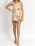 Floral Linen One Shoulder Romper In Mocha