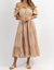 Off Shoulder Ruffle And Tie Waist Dress In Nude