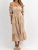 Off Shoulder Ruffle And Tie Waist Dress In Nude