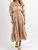 Off Shoulder Ruffle And Tie Waist Dress In Nude