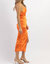 Plunge Side Ruched Midi Dress In Papaya