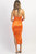 Plunge Side Ruched Midi Dress In Papaya