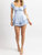 Ruffled Tie Back Sweetheart Romper In Sky - Sky