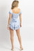 Ruffled Tie Back Sweetheart Romper In Sky