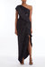 Black Asymmetrical Ruffle Gown - Black