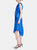 Blue Asymmetrical Tie Front Cocktail Dress