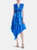 Blue Asymmetrical Tie Front Cocktail Dress - Blue