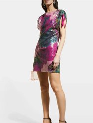 Fuchsia Multi-Colored Sequin Mini Dress - Fuchsia Multi