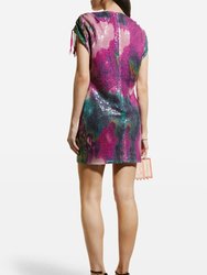 Fuchsia Multi-Colored Sequin Mini Dress