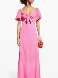 Pink Cutout Puff Sleeve Maxi Dress - Pink