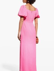 Pink Cutout Puff Sleeve Maxi Dress