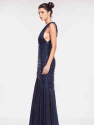 The Alessandra | Blue Lame Gown