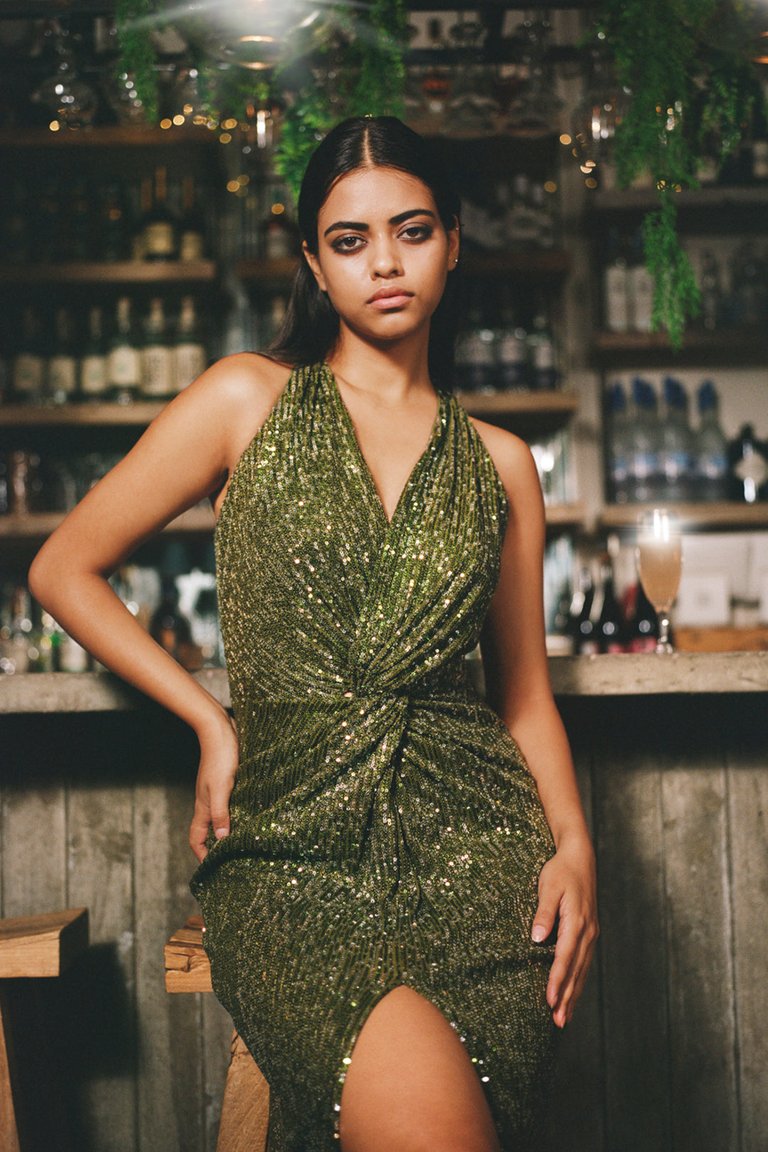 The Alice Sequin Gown - Green