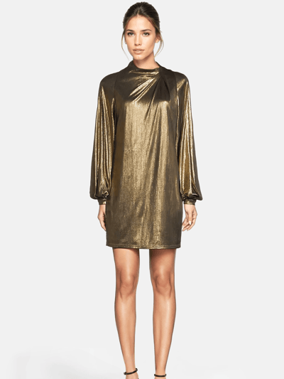 ONE33 SOCIAL The Aria Dress | Gold Balloon Sleeve Metallic Mini Dress product