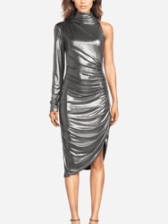 The Ariana | Foil Knit Cocktail Dress - Sleek Gray